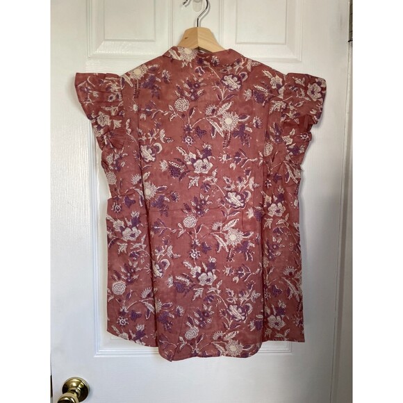 Perry Walker Collective Shirt Womens 3 Celia Blouse top Pink Floral Button - Picture 5 of 9